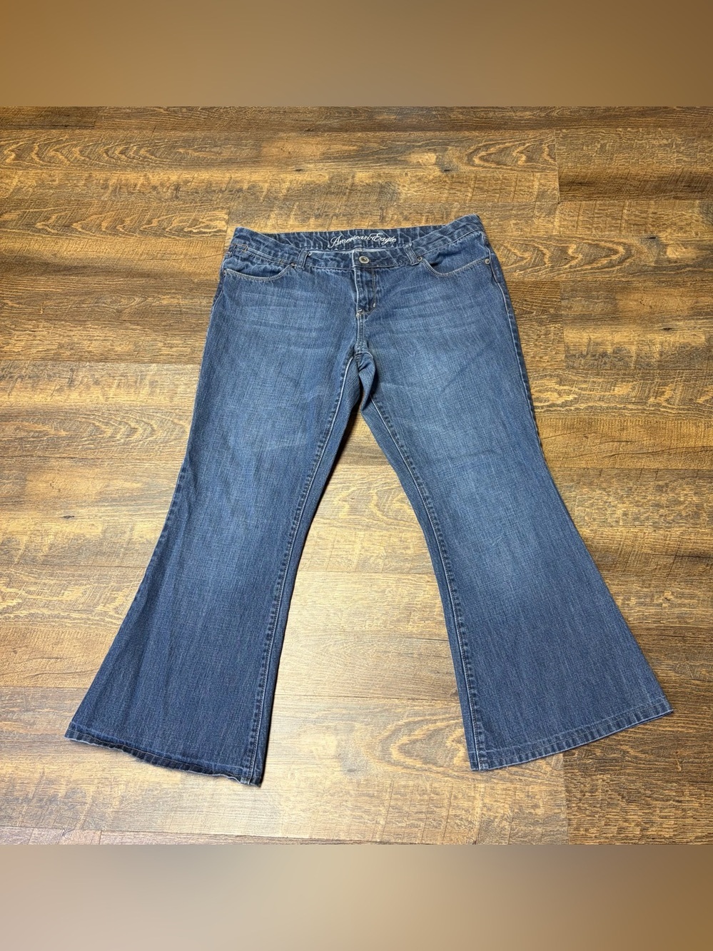 Vintage Y2K American Eagle Real Flare Jeans Women’s 14 Low Rise Blue Denim